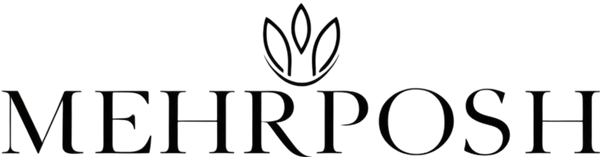 Mehrposh logo with a stylized leaf above the text