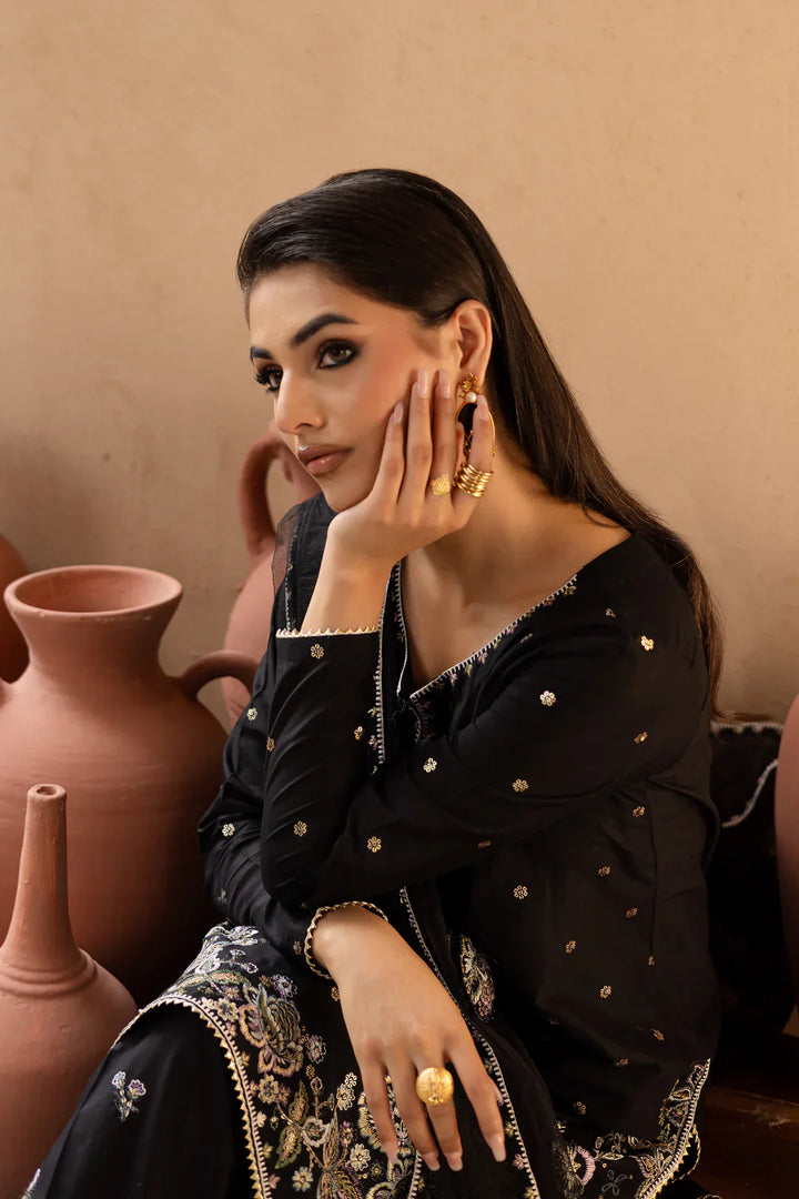 Varsha 3Pc - Embroidered Solid Dress