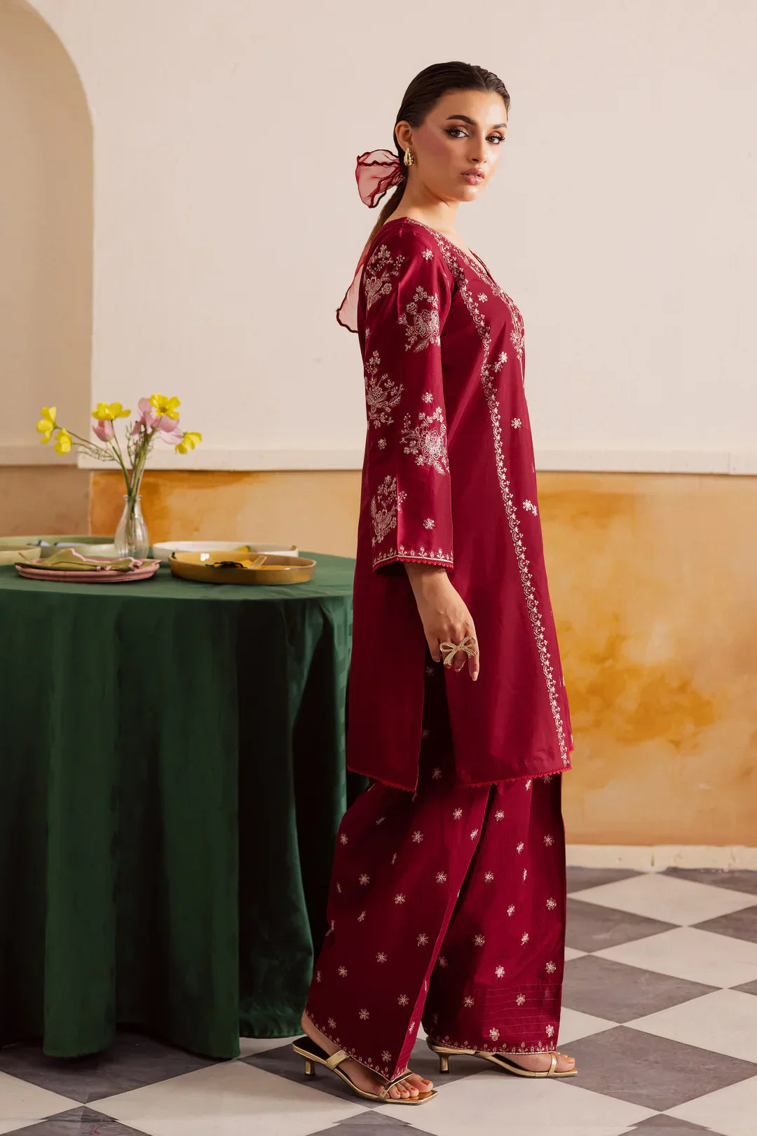 Crimson Haze 2Pc - Embroidered Dress