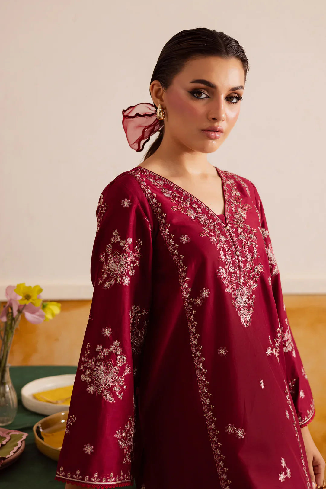 Crimson Haze 2Pc - Embroidered Dress