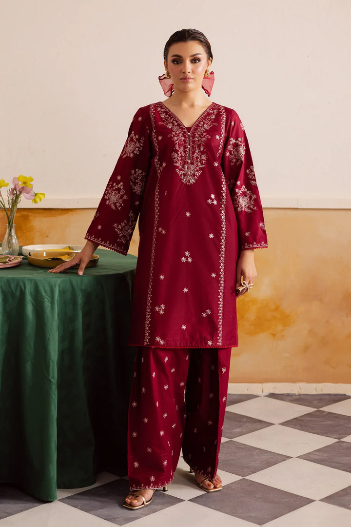 Crimson Haze 2Pc - Embroidered Dress