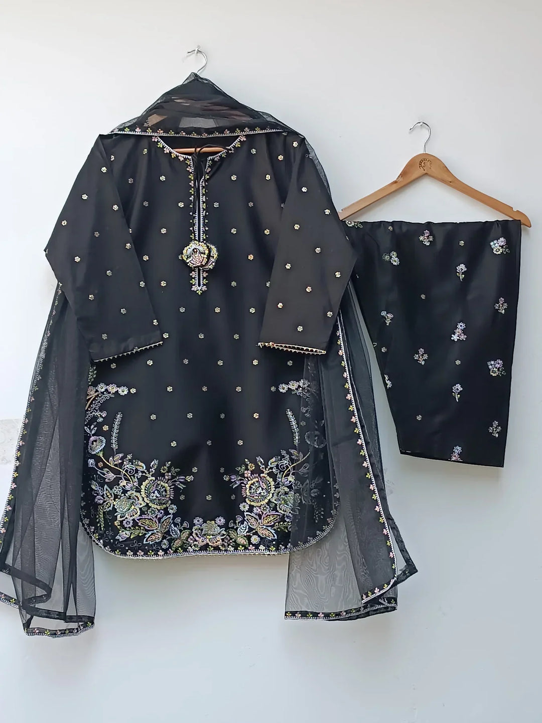 Varsha 3Pc - Embroidered Solid Dress