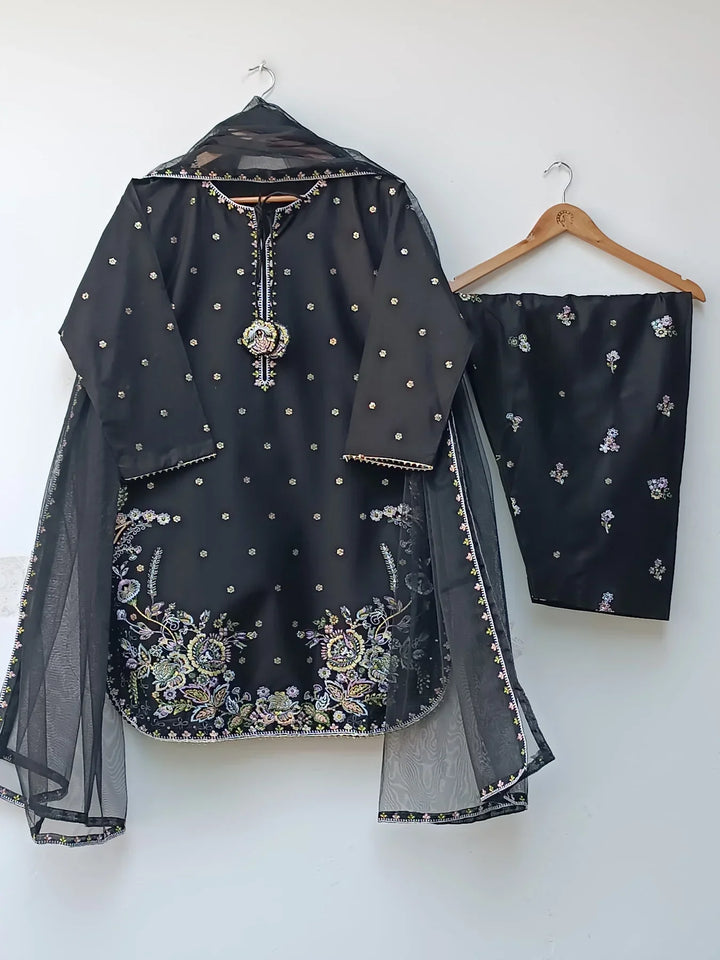 Varsha 3Pc - Embroidered Solid Dress