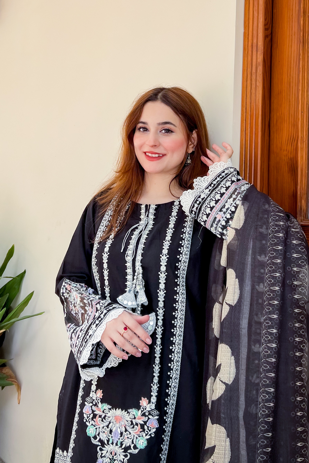 Black Pearl 3Pc - Embroidered Dress