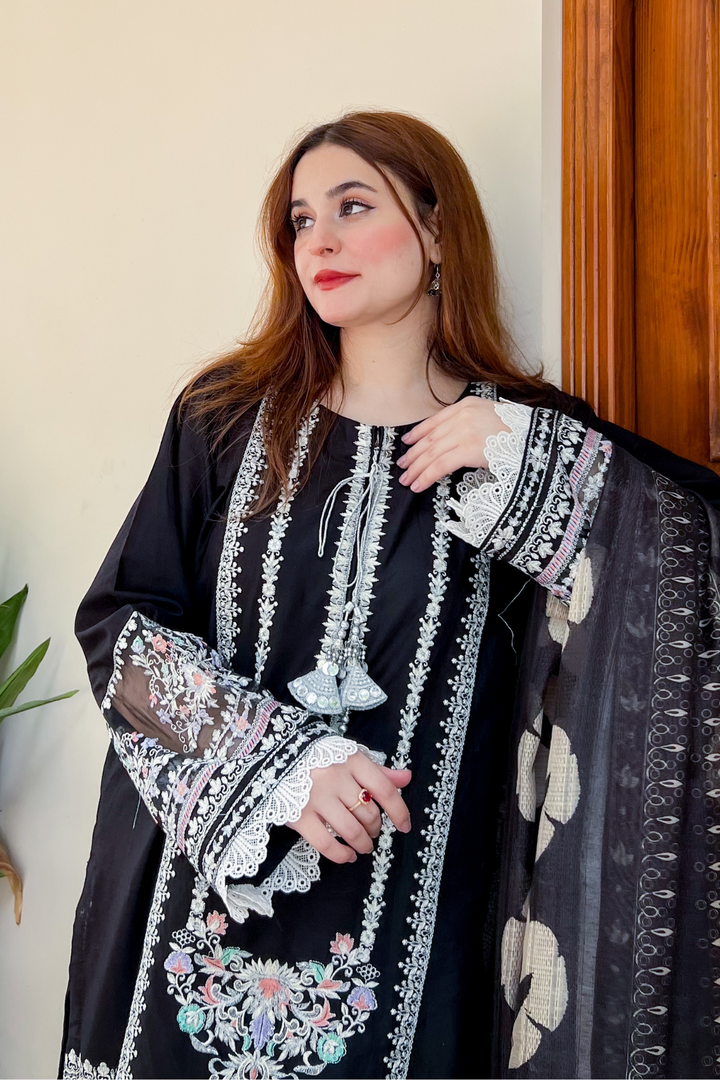 Black Pearl 3Pc - Embroidered Dress